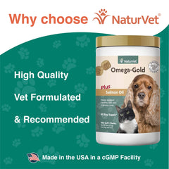 Nutritional ingredients panel for NaturVet Omega-Gold Plus Salmon Oil