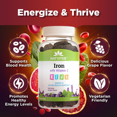 Illustration of iron and vitamin C ingredients for kids gummies