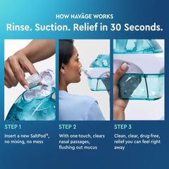 Navage countertop caddy keeps the device organized on kitchen or bath.