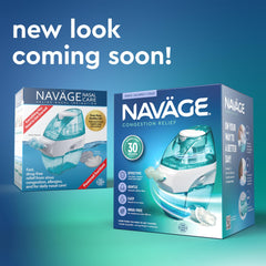 Navage in-use scene highlighting quick 30-second cycle and compact design.