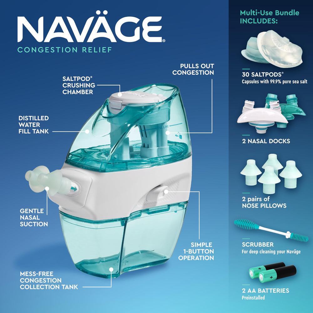 Navage rinse cycle in action demonstrates the simple three-step operation.