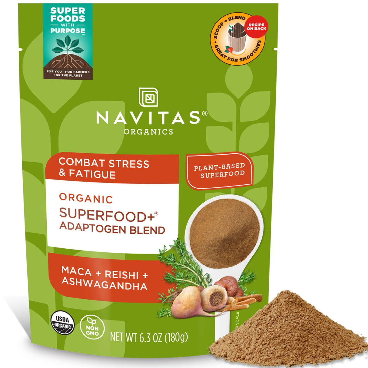 Navitas Organics Superfood+ Adaptogen Blend bag front label