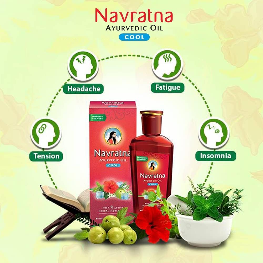 Person performing a relaxing head massage with Navratna Cool Oil