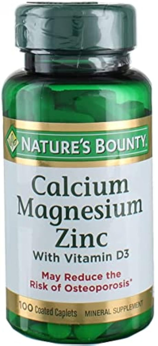 Nature's Bounty Cal/Mag/Zinc Caplets bottle 100 count
