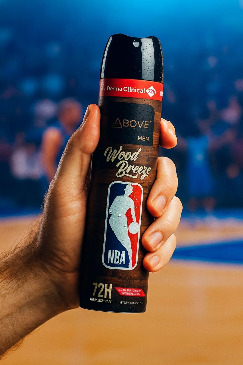 NBA Above Wood Breeze on dark fabric shows no white marks.