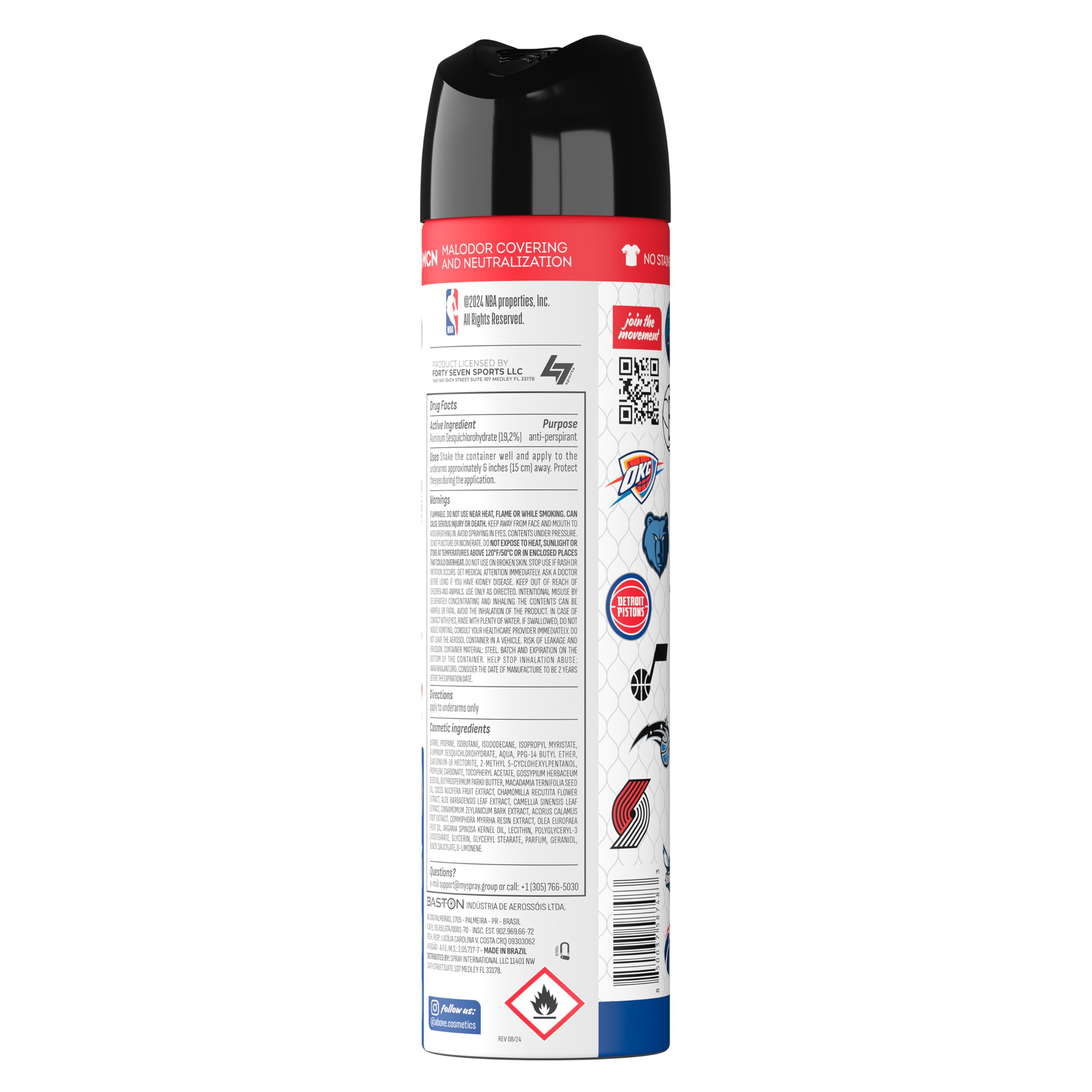 NBA Above Teams deodorant spray mist ready for quick odor defense.