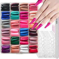 NBNTGH 24-color coffin nails with glossy finish for chic manicure options.