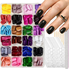 NBNTGH 576Pcs square press-on nails in glossy finish for quick manicures