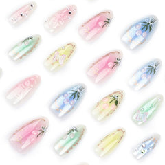 NBNTGH Almond 3D Flower nails medium almond shape ready to apply.