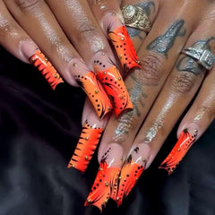 NBNTGH curved press-on nails in orange French tip offer salon-like results at home.