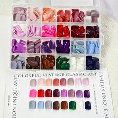 NBNTGH glossy full-cover nails with 24 colors for versatile styles.