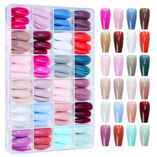 NBNTGH glossy full-cover nails showcase vibrant color options for quick style upgrades.