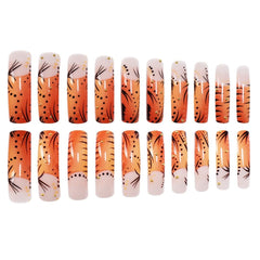 NBNTGH long-square acrylic false nails for dramatic length and a glossy finish.