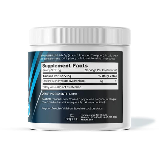 Close-up of nbpure Micronized Creatine Monohydrate powder