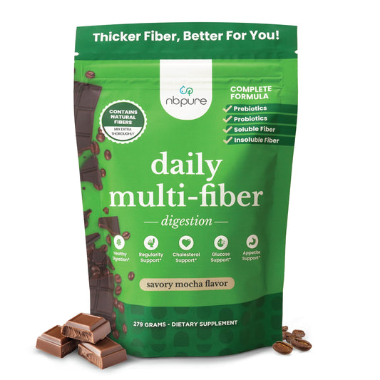 Canister of nbpure Daily Fiber Powder Savory Mocha flavor