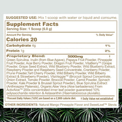 Fruits and a glass with nbpure Superfood Paradise Mango Pineapple