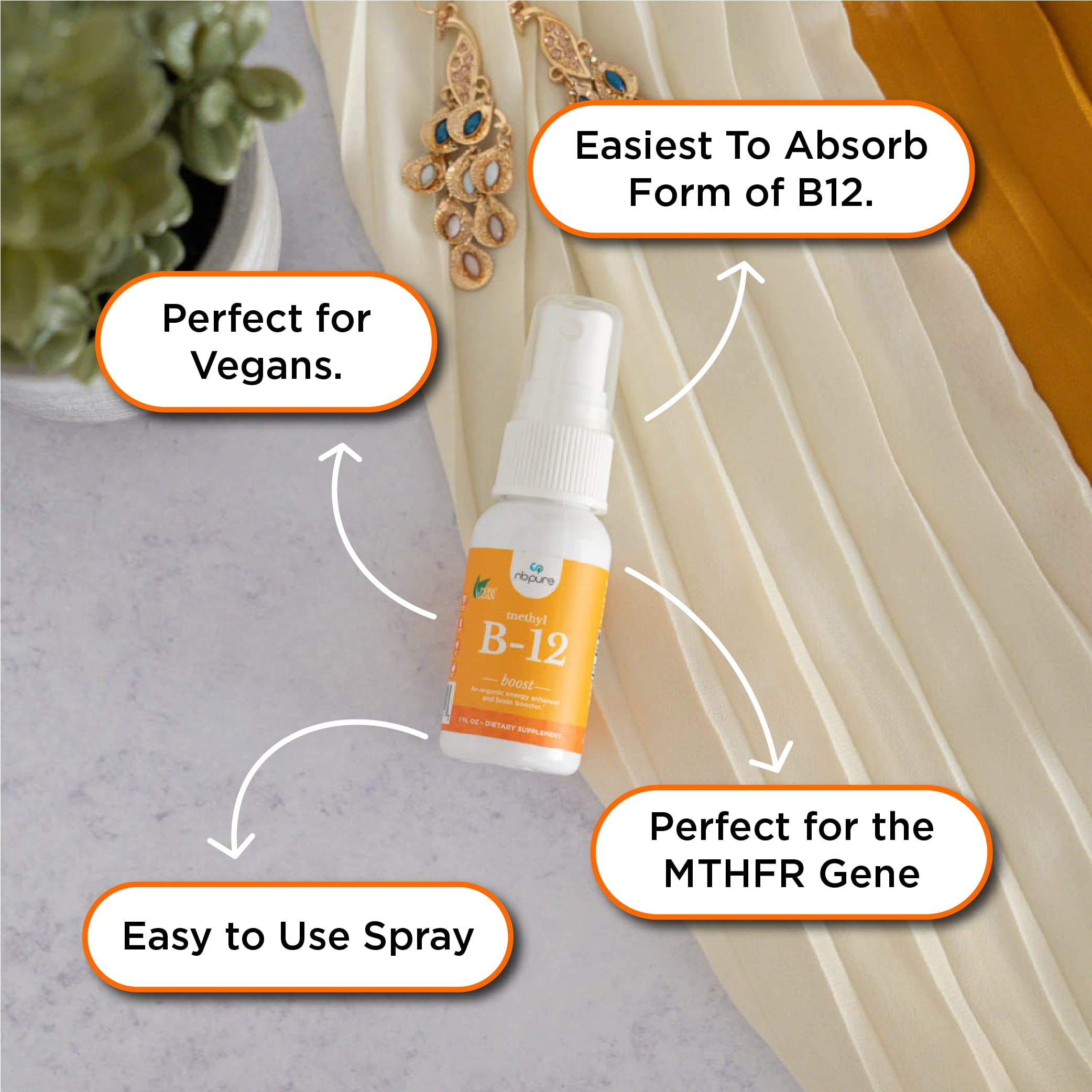 Close-up of nbpure Methyl B12 Spray bottle