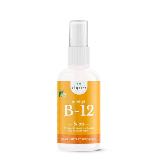 nbpure Organic Methyl B12 Spray bottle on white background with label