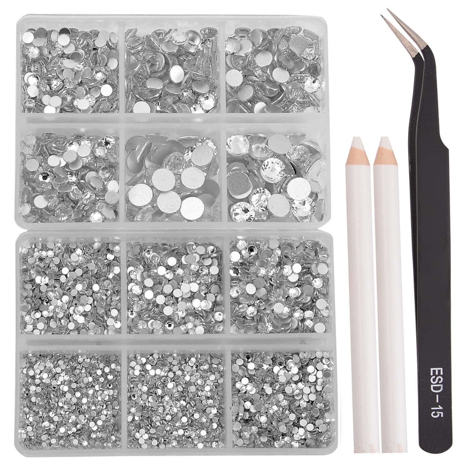 NCB 8000pcs rhinestones closeup in box for premium nail art sparkle.