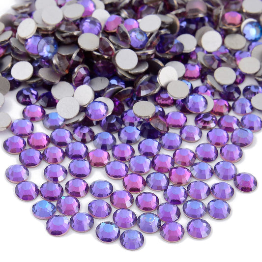 Close-up of NCB glass rhinestones in Purple Velvet for crafts and fashion accents.