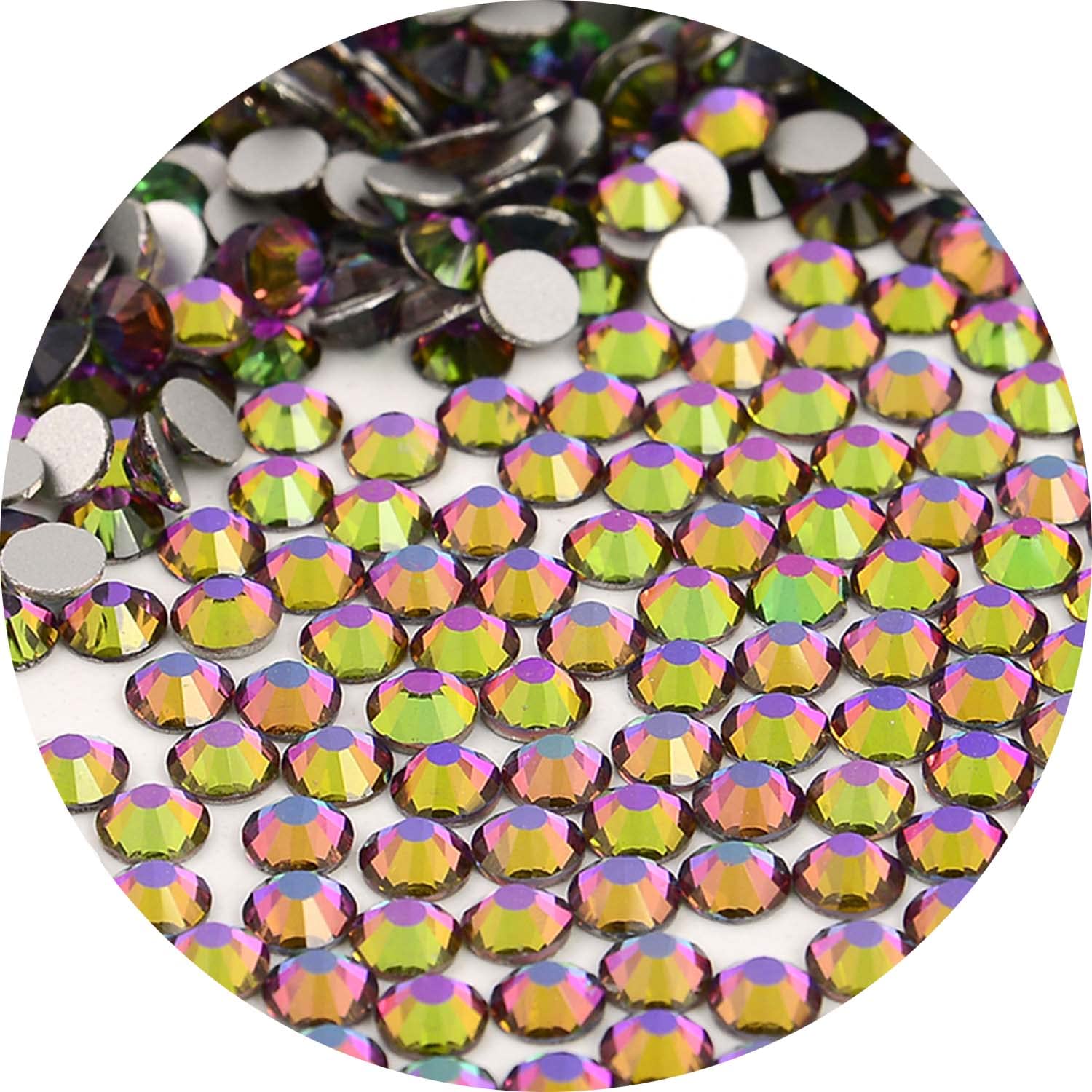 NCB Nancybeads green volcanic flat-back rhinestones add glassy sparkle to nails