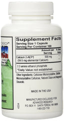 Close-up of NCI 2AEP Calcium Capsules bottle with label