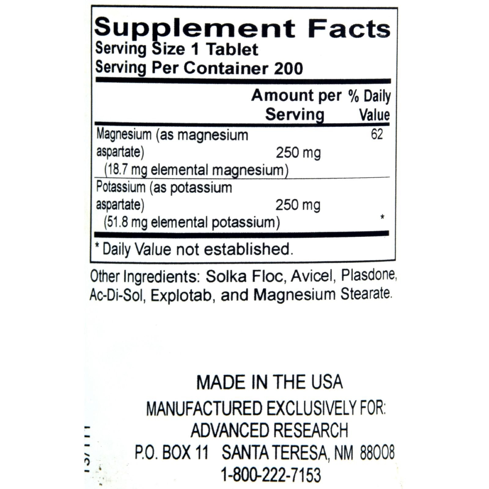 Close-up of potassium magnesium aspartate (K Mg) capsules