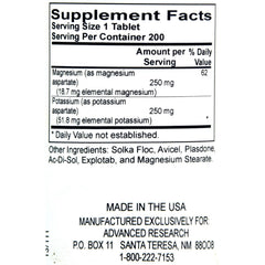 Close-up of potassium magnesium aspartate (K Mg) capsules