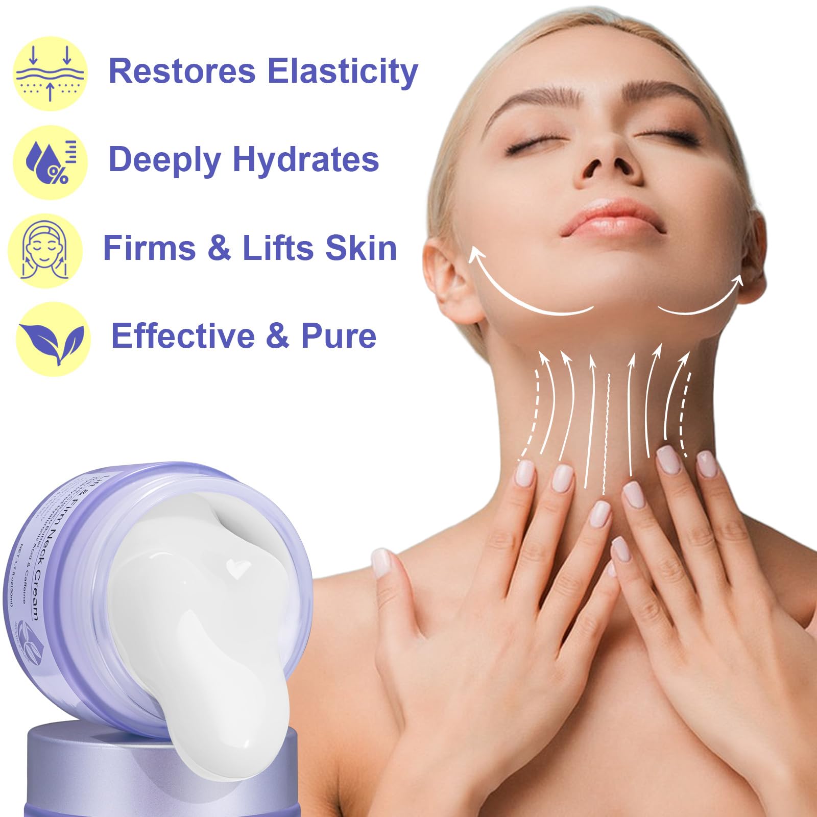 Neck Firming Cream application spread demonstrates smooth texture for easy use.