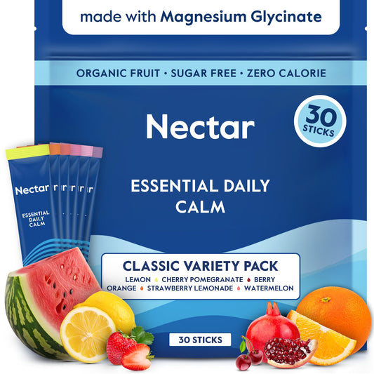Nectar Calm product packaging with box and sachets on white background