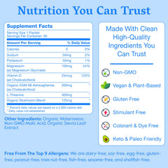 Ingredient highlights include magnesium glycinate, ashwagandha, L-Theanine