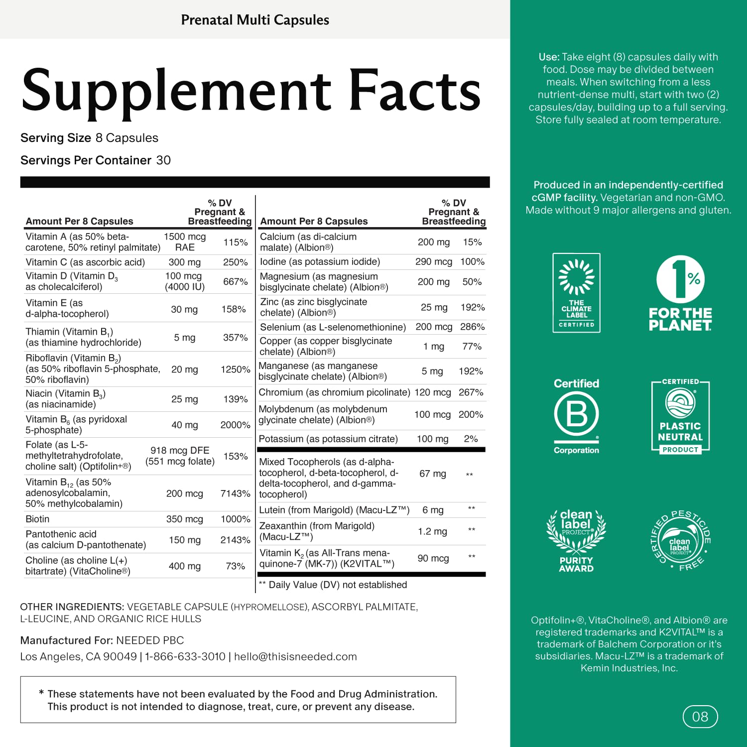 Needed prenatal capsules pack demonstrates convenient daily use for expectant moms.