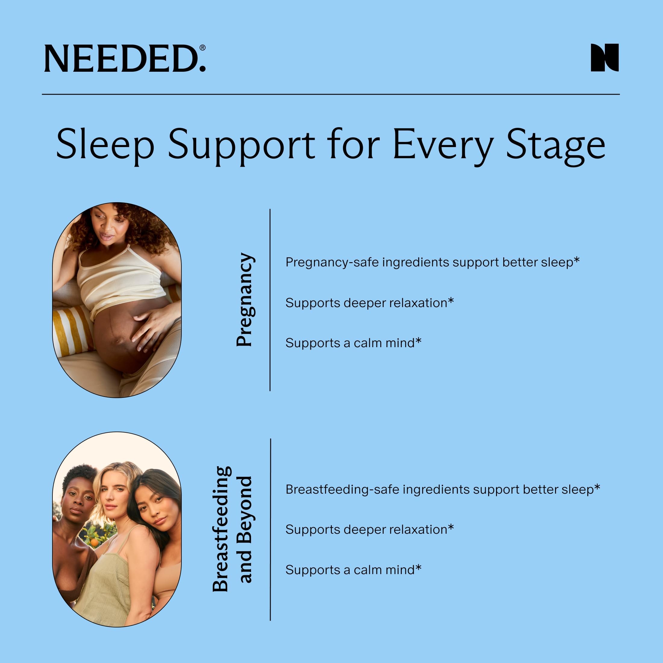 Needed Sleep packaging box highlights USA-made, GMP-certified facility and quality.