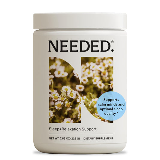 Bottle of Needed Sleep and Relaxation Chamomile & Magnesium powder supplement