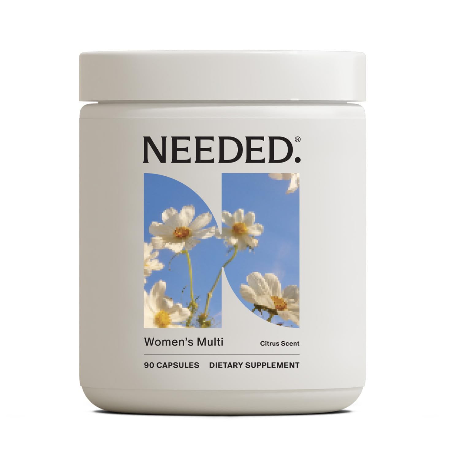 Needed Women's Multi bottle and cap, ready for daily vitality.
