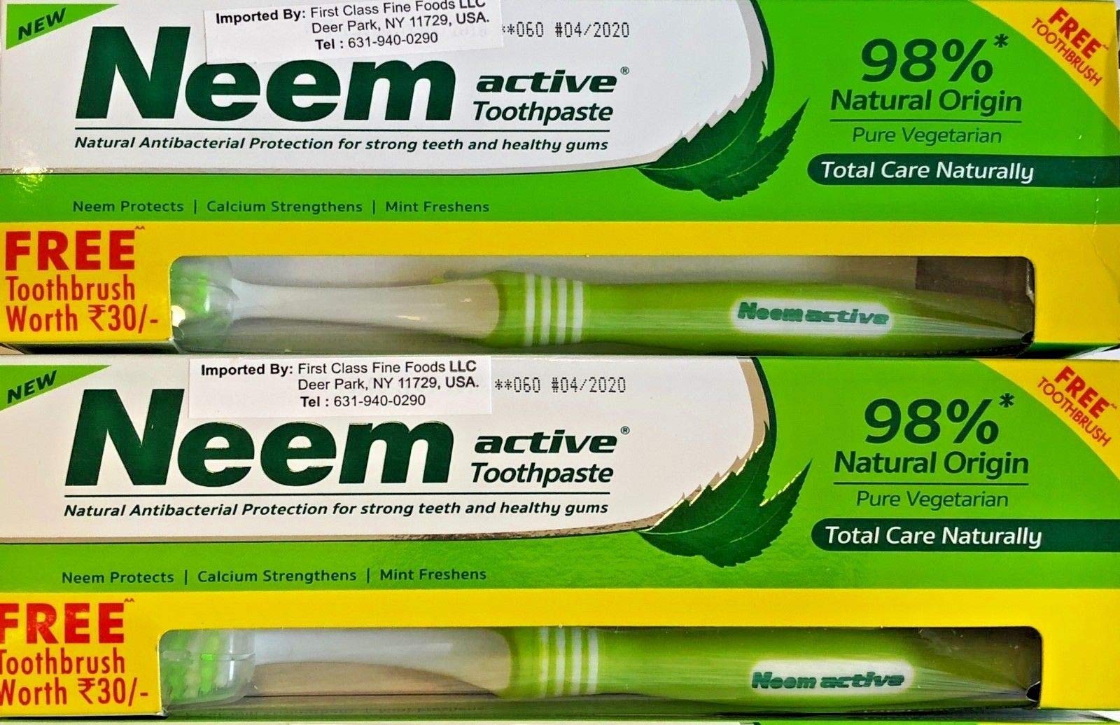 Front view of Neem Active Toothpaste 2 x 200 g pack
