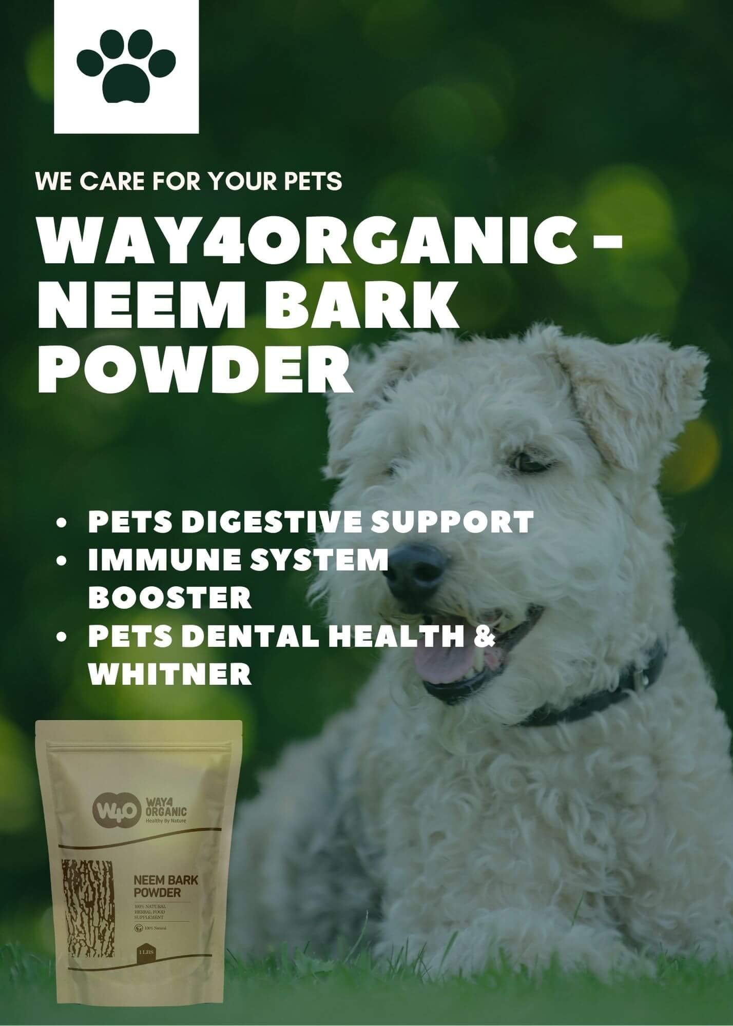 Way4Organic Neem Bark Powder label and packaging
