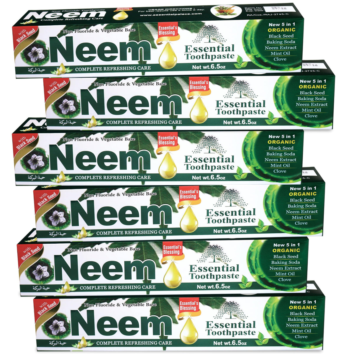 Neem Essential Toothpaste 6 Pack - 5 in 1 Formula