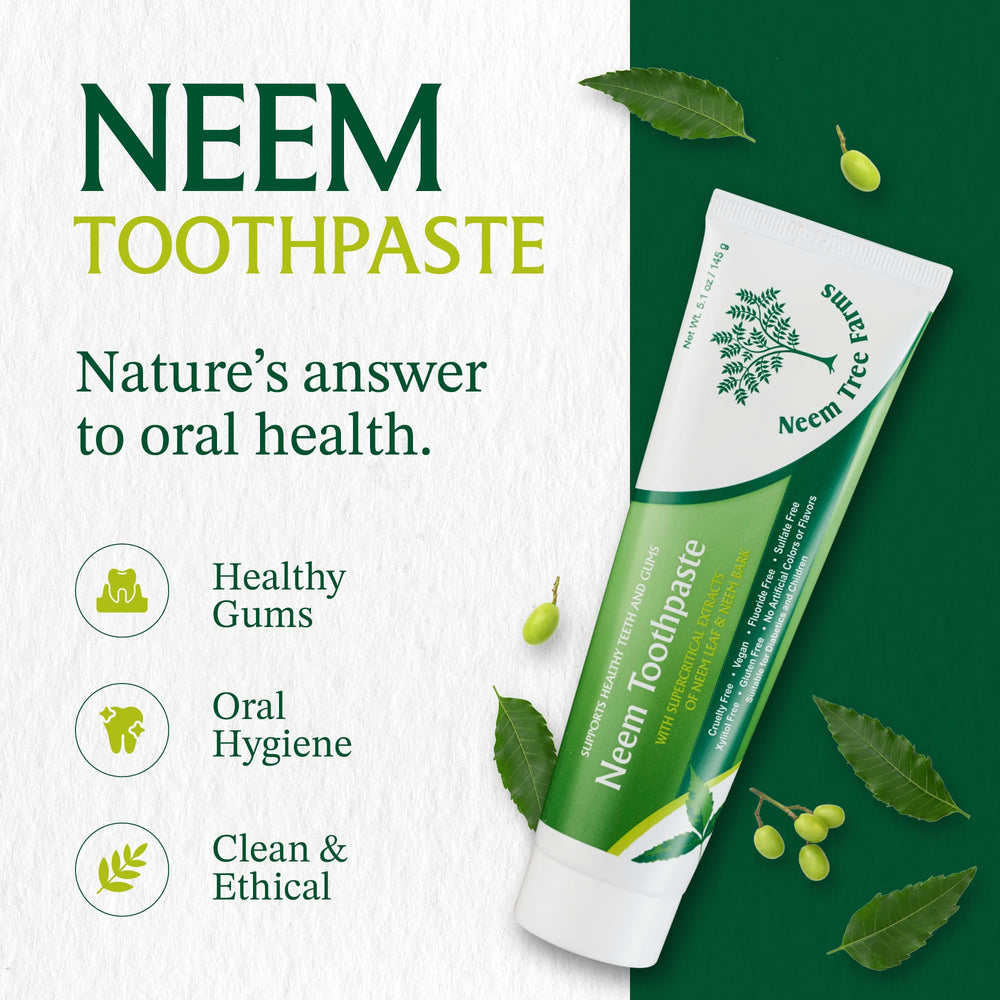 Back label showing ingredients for Neem toothpaste 2 pack