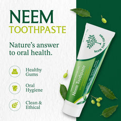 Back label showing ingredients for Neem toothpaste 2 pack