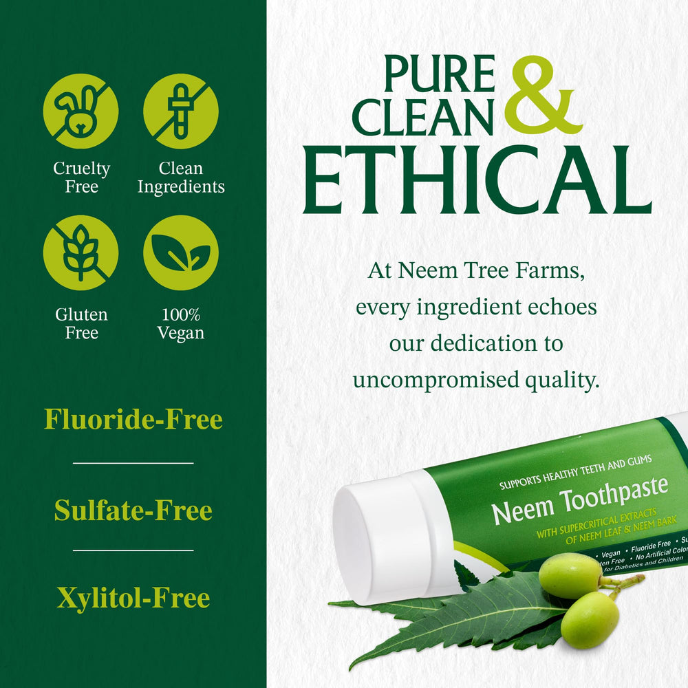 Illustration of gum care with Neem toothpaste