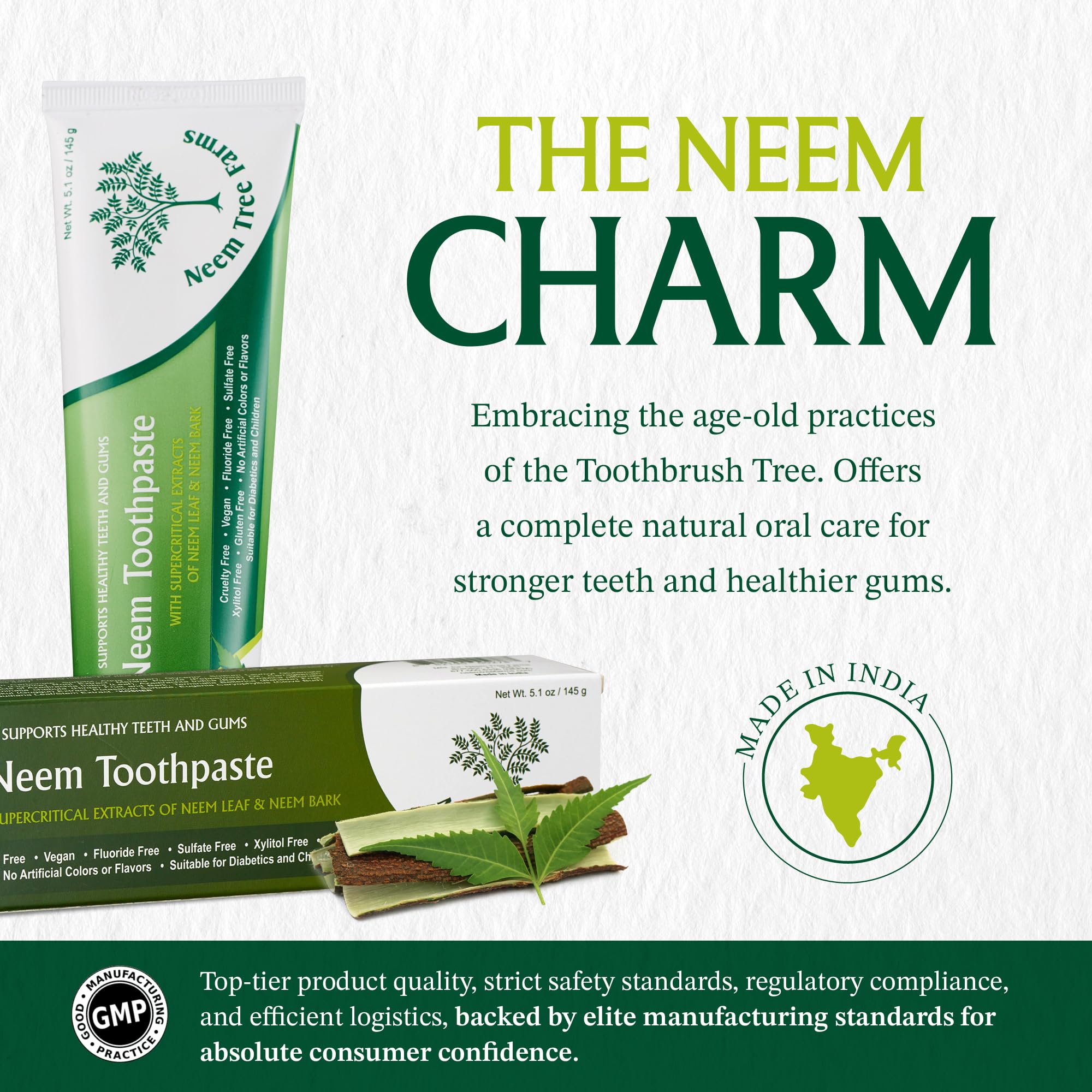 Ingredients highlight featuring neem leaf and bark extracts