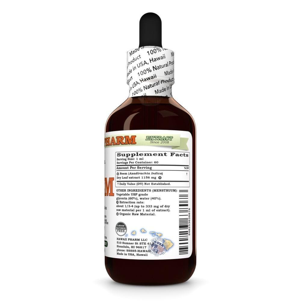 Product shot of Neem Alcohol-Free Liquid Extract with glycerite ingredients