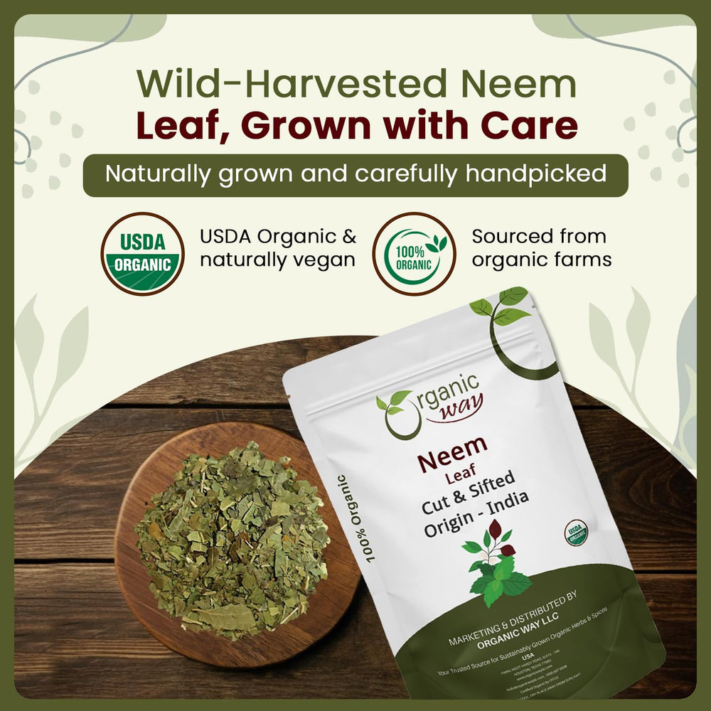 Herbal tea blend featuring organic neem leaves