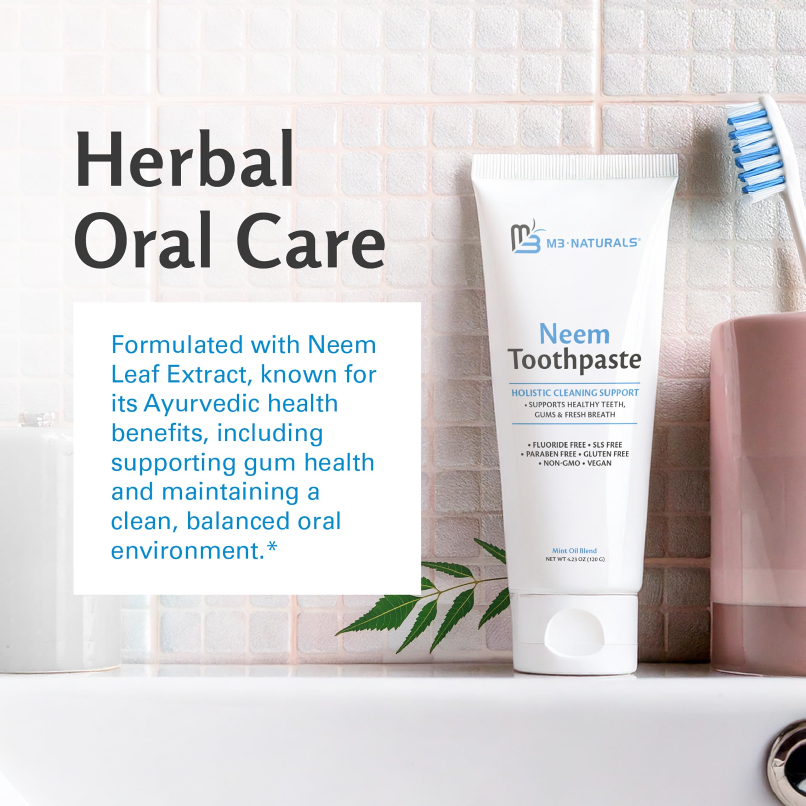 3-pack of fluoride-free Neem toothpaste in organic formula