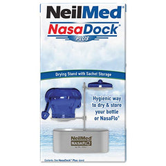 NeilMed Nasadock Plus Stand gray with 60-packet capacity, ideal for organized storage.