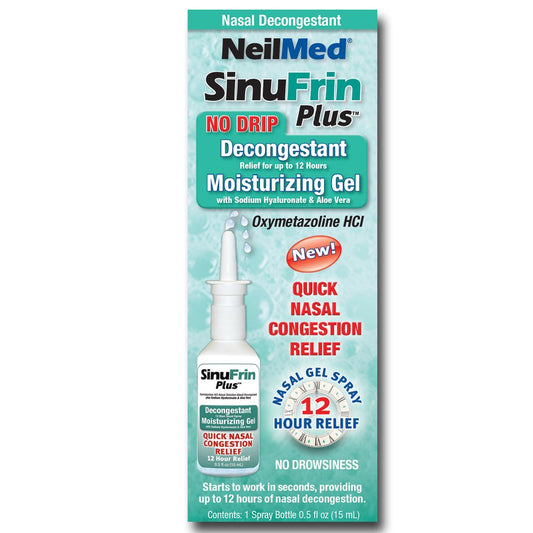 NeilMed Sinufrin Plus gel applicator demonstrates precise dosing for targeted nasal relief.