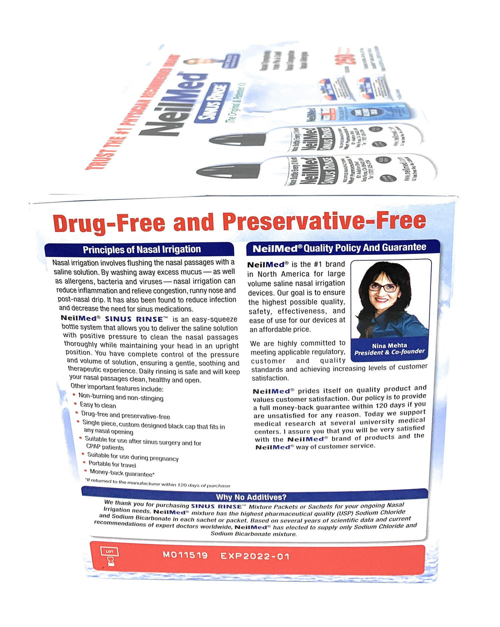 NeilMed Sinus Rinse box packaging shows two-bottle system for versatile at-home relief.