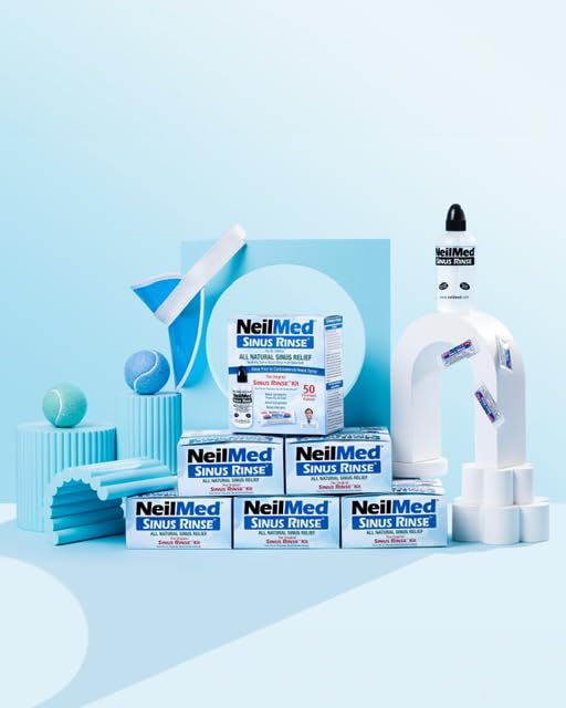 NeilMed Sinus Rinse saline packet open view highlights pre-measured saline for convenience.