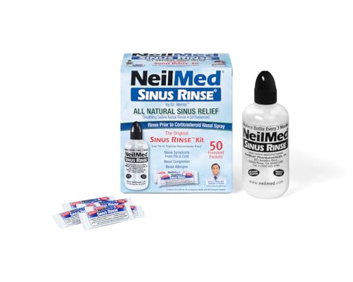 NeilMed Sinus Rinse kit contents display reveals complete system for daily nasal irrigation.
